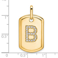 14K Diamond Initial B Dog Tag Charm-PM9842B-025-YA