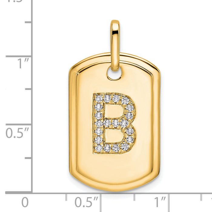 14K Diamond Initial B Dog Tag Charm-PM9842B-025-YA