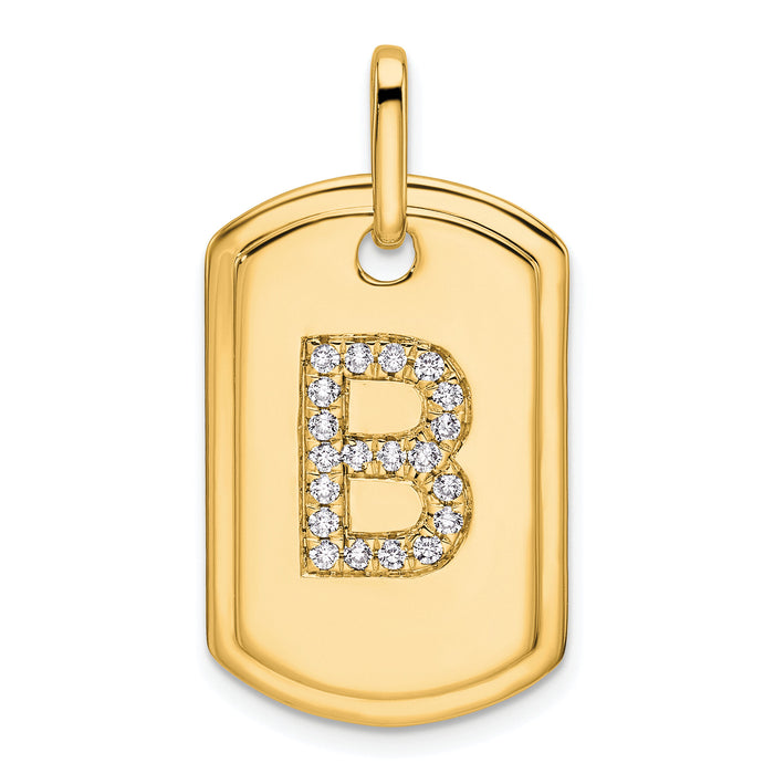 14K Diamond Initial B Dog Tag Charm-PM9842B-025-YA