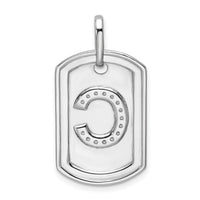 14K White Gold Diamond Initial C Dog Tag Charm-PM9842C-018-WA