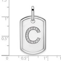 14K White Gold Diamond Initial C Dog Tag Charm-PM9842C-018-WA