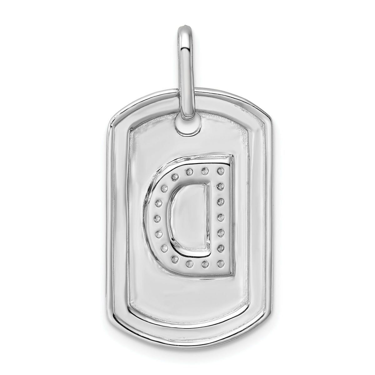 14K White Gold Diamond Initial D Dog Tag Charm-PM9842D-022-WA
