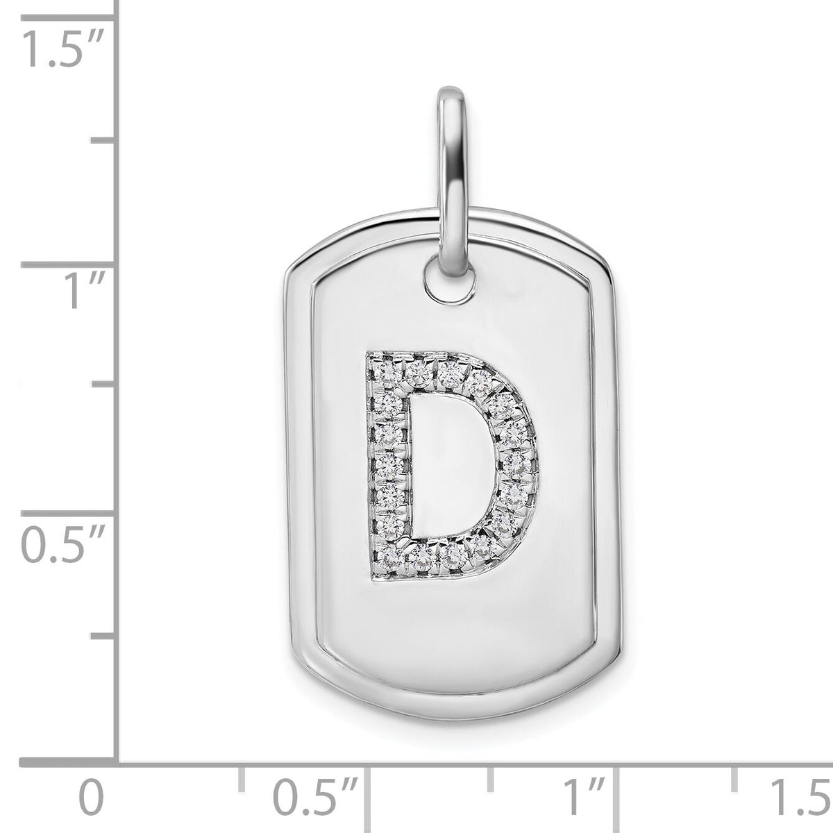 14K White Gold Diamond Initial D Dog Tag Charm-PM9842D-022-WA