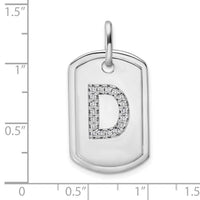 14K White Gold Diamond Initial D Dog Tag Charm-PM9842D-022-WA