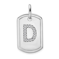 14K White Gold Diamond Initial D Dog Tag Charm-PM9842D-022-WA
