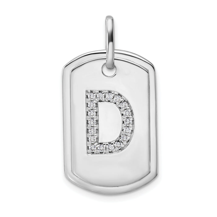 14K White Gold Diamond Initial D Dog Tag Charm-PM9842D-022-WA