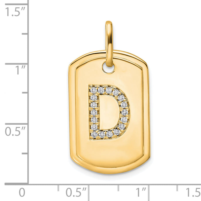 14K Diamond Initial D Dog Tag Charm-PM9842D-022-YA