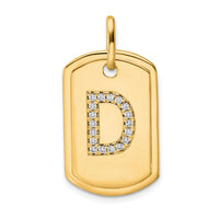 14K Diamond Initial D Dog Tag Charm-PM9842D-022-YA