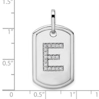 14K White Gold Diamond Initial E Dog Tag Charm-PM9842E-022-WA