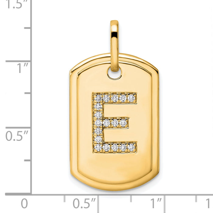 14K Diamond Initial E Dog Tag Charm-PM9842E-022-YA
