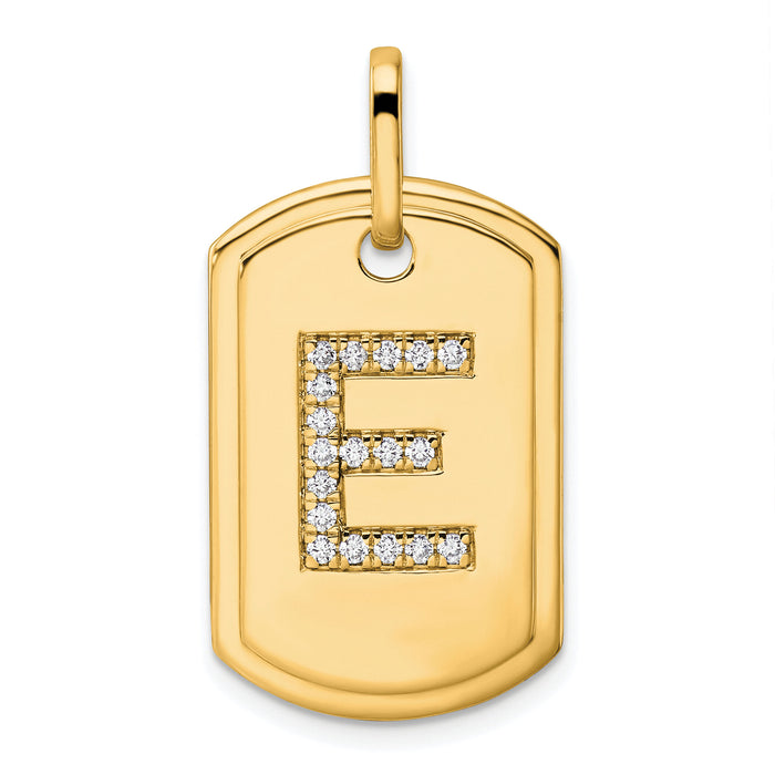 14K Diamond Initial E Dog Tag Charm-PM9842E-022-YA