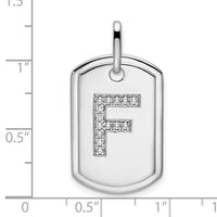 14K White Gold Diamond Initial F Dog Tag Charm-PM9842F-017-WA