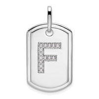 14K White Gold Diamond Initial F Dog Tag Charm-PM9842F-017-WA
