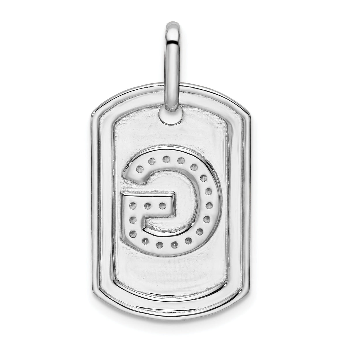14K White Gold Diamond Initial G Dog Tag Charm-PM9842G-023-WA