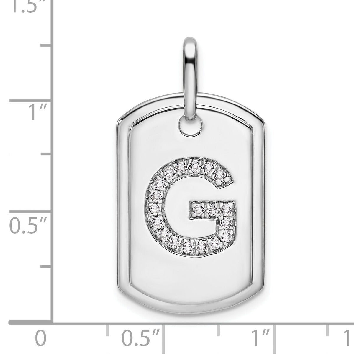 14K White Gold Diamond Initial G Dog Tag Charm-PM9842G-023-WA