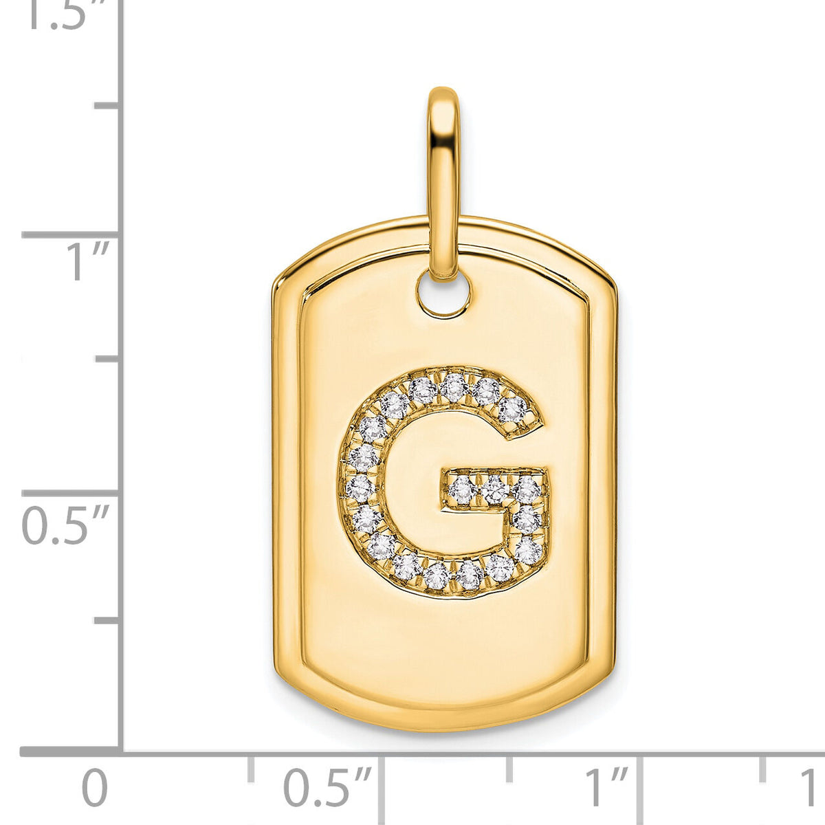 14K Diamond Initial G Dog Tag Charm-PM9842G-023-YA