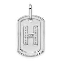 14K White Gold Diamond Initial H Dog Tag Charm-PM9842H-020-WA