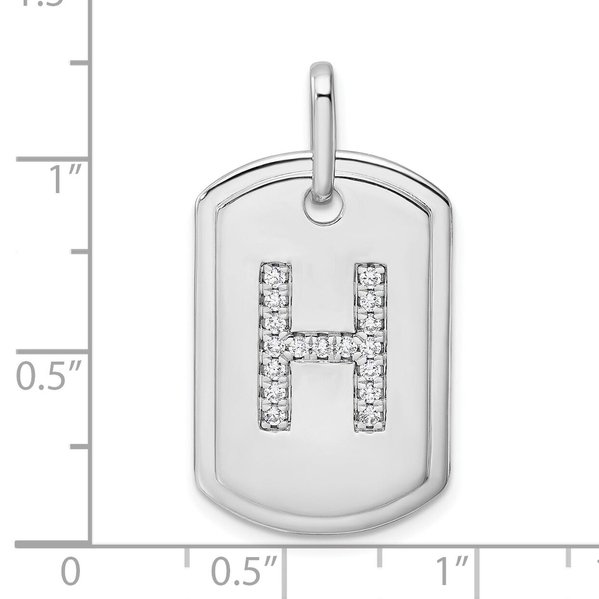 14K White Gold Diamond Initial H Dog Tag Charm-PM9842H-020-WA