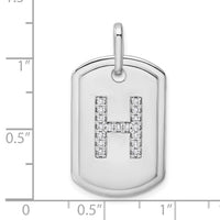14K White Gold Diamond Initial H Dog Tag Charm-PM9842H-020-WA