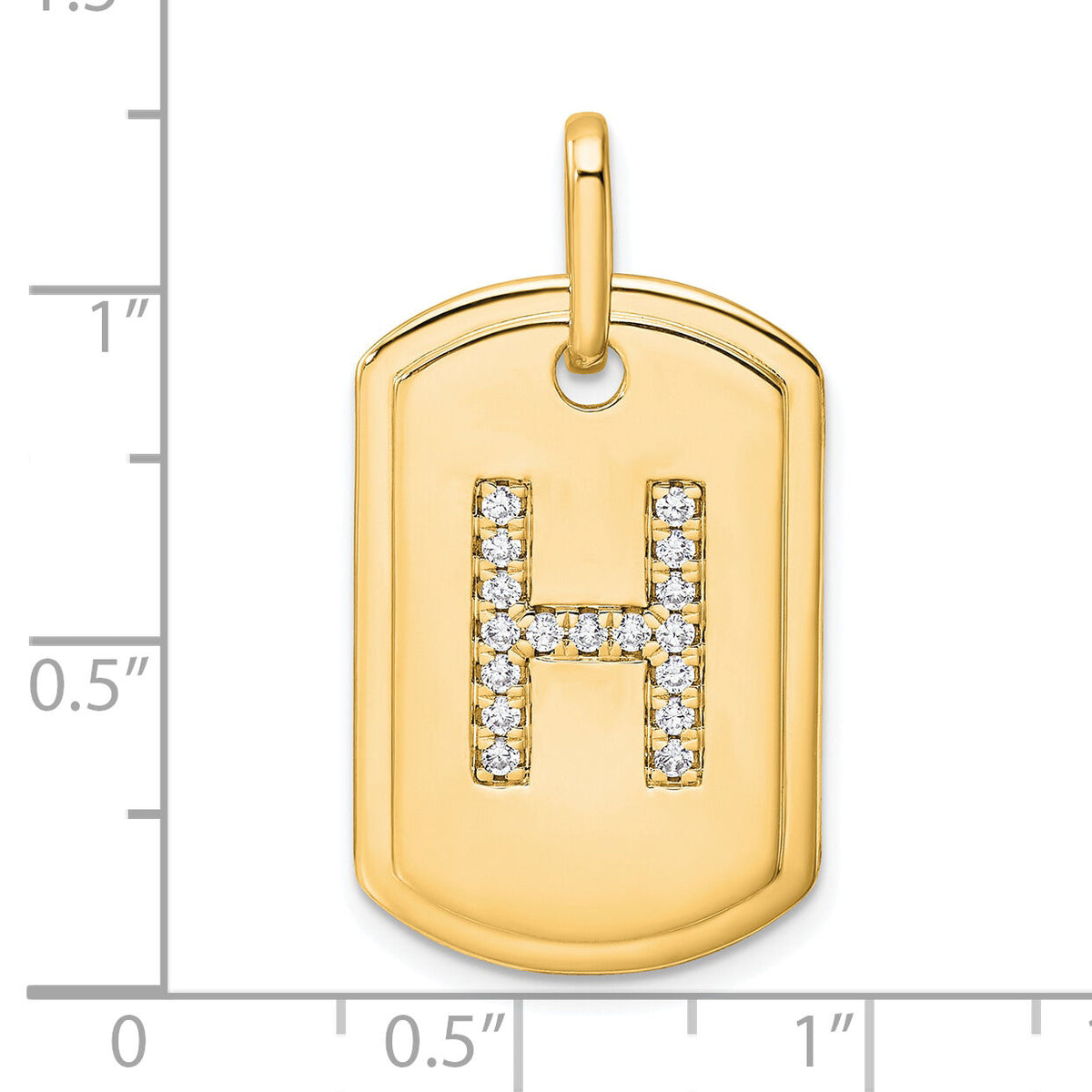 14K Diamond Initial H Dog Tag Charm-PM9842H-020-YA
