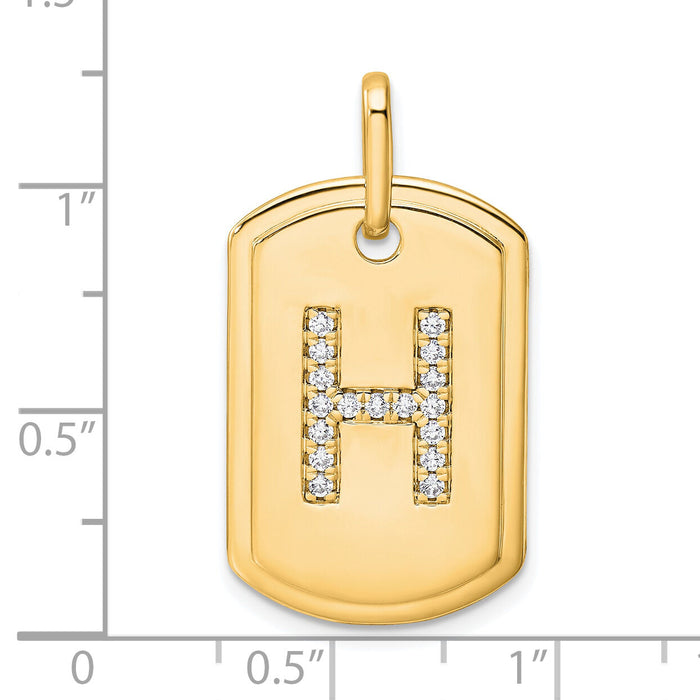 14K Diamond Initial H Dog Tag Charm-PM9842H-020-YA