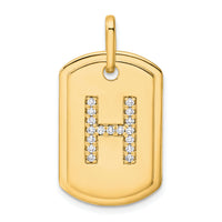 14K Diamond Initial H Dog Tag Charm-PM9842H-020-YA
