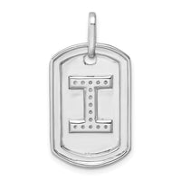 14K White Gold  Diamond Initial I Dog Tag Charm-PM9842I-018-WA