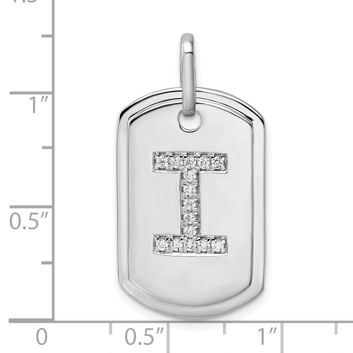 14K White Gold  Diamond Initial I Dog Tag Charm-PM9842I-018-WA
