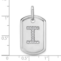 14K White Gold  Diamond Initial I Dog Tag Charm-PM9842I-018-WA