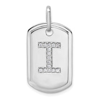 14K White Gold  Diamond Initial I Dog Tag Charm-PM9842I-018-WA