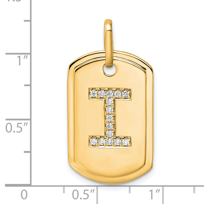14K Diamond Initial I Dog Tag Charm-PM9842I-018-YA