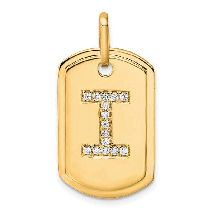 14K Diamond Initial I Dog Tag Charm-PM9842I-018-YA