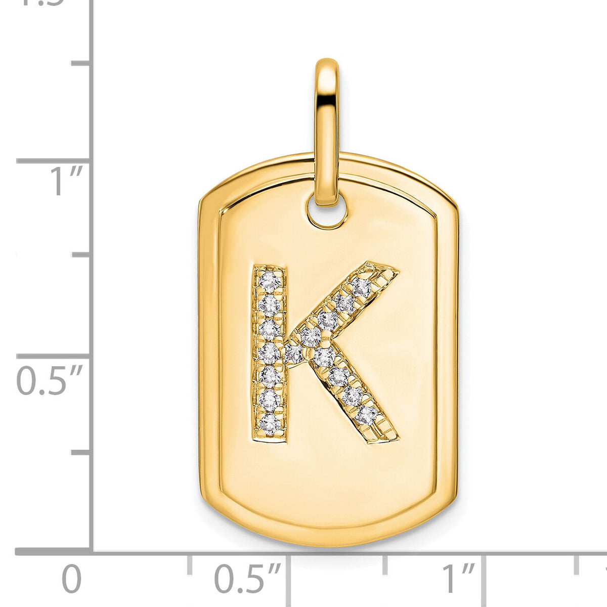 14K Diamond Initial K Dog Tag Charm-PM9842K-019-YA