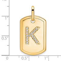14K Diamond Initial K Dog Tag Charm-PM9842K-019-YA