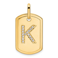 14K Diamond Initial K Dog Tag Charm-PM9842K-019-YA