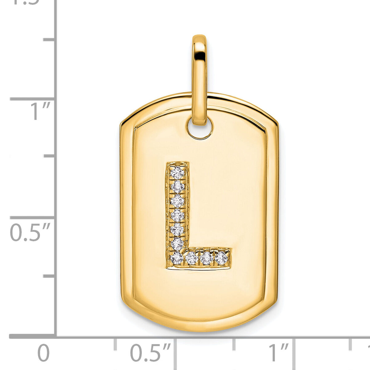 14K Diamond Initial L Dog Tag Charm-PM9842L-012-YA