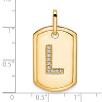 14K Diamond Initial L Dog Tag Charm-PM9842L-012-YA