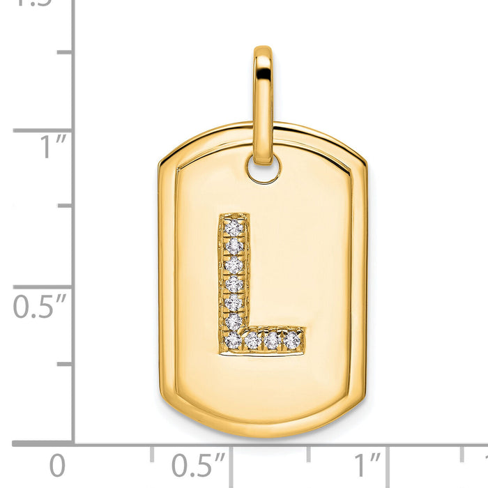 14K Diamond Initial L Dog Tag Charm-PM9842L-012-YA