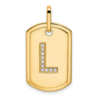 14K Diamond Initial L Dog Tag Charm-PM9842L-012-YA