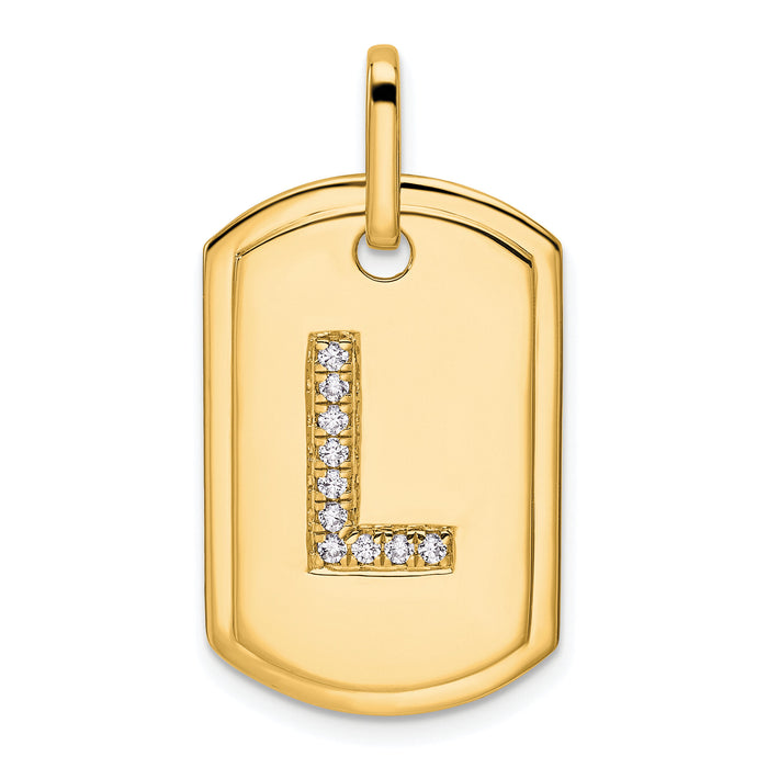 14K Diamond Initial L Dog Tag Charm-PM9842L-012-YA