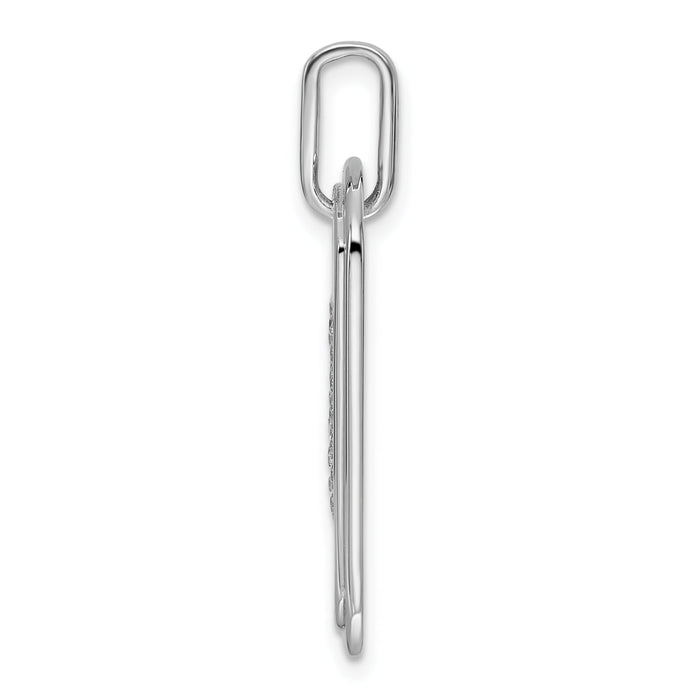 14K White Gold  Diamond Gold Initial M Dog Tag Charm-PM9842M-031-WA