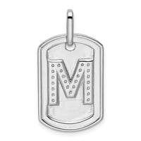 14K White Gold  Diamond Gold Initial M Dog Tag Charm-PM9842M-031-WA