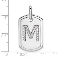 14K White Gold  Diamond Gold Initial M Dog Tag Charm-PM9842M-031-WA