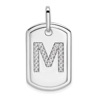 14K White Gold  Diamond Gold Initial M Dog Tag Charm-PM9842M-031-WA