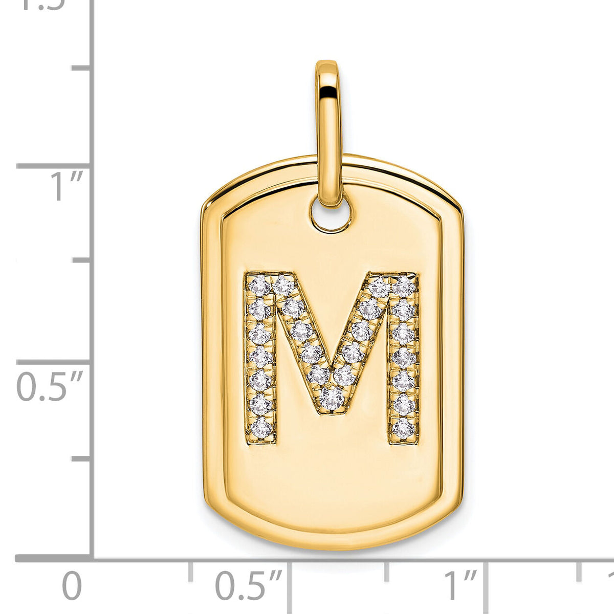 14K Diamond Initial M Dog Tag Charm-PM9842M-031-YA