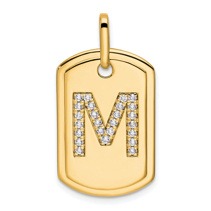 14K Diamond Initial M Dog Tag Charm-PM9842M-031-YA