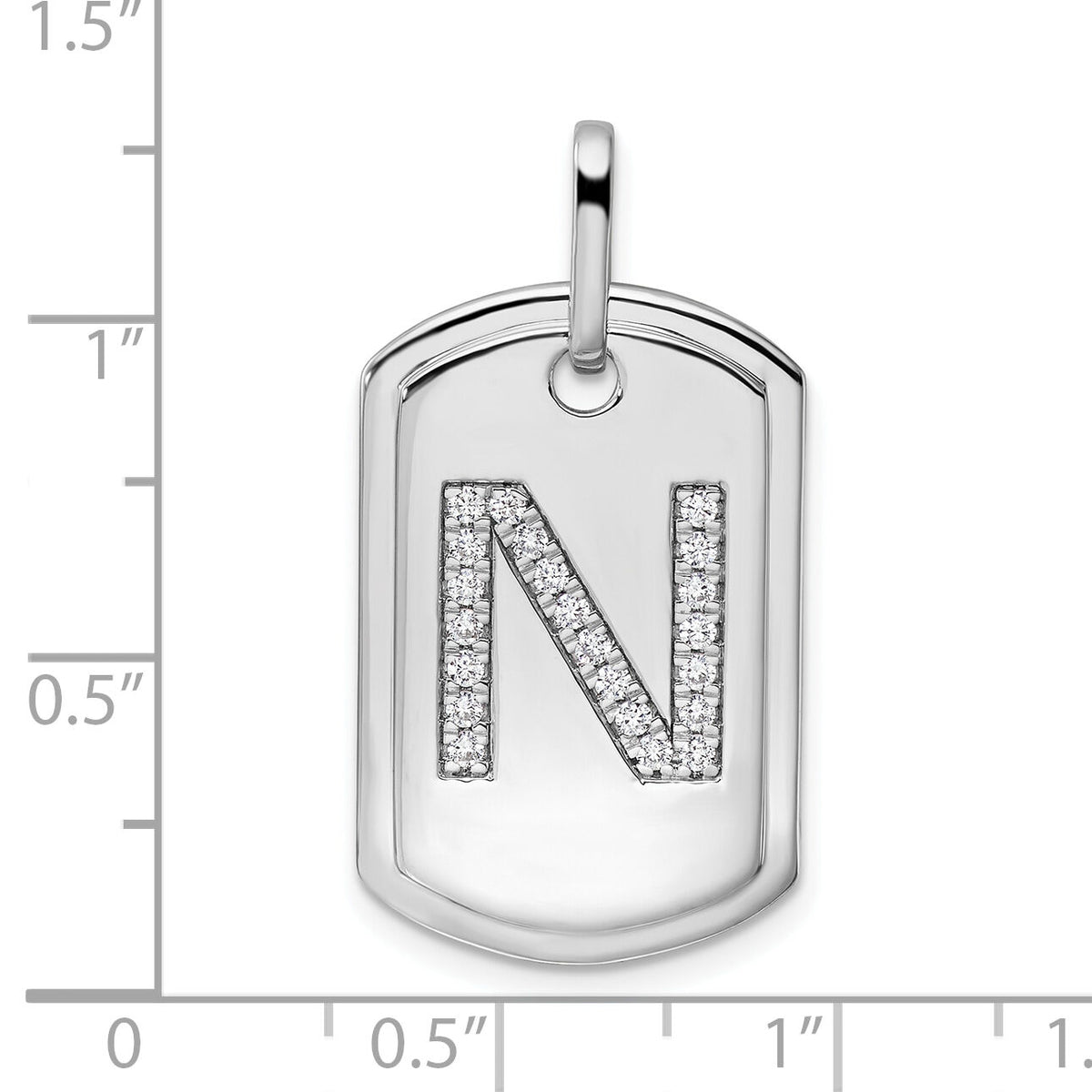 14K White Gold  Diamond Initial N Dog Tag Charm-PM9842N-026-WA