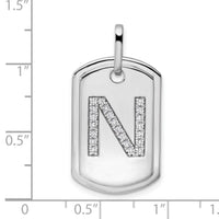 14K White Gold  Diamond Initial N Dog Tag Charm-PM9842N-026-WA