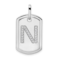 14K White Gold  Diamond Initial N Dog Tag Charm-PM9842N-026-WA