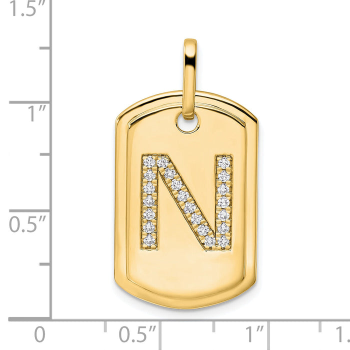 14K Diamond Initial N Dog Tag Charm-PM9842N-026-YA